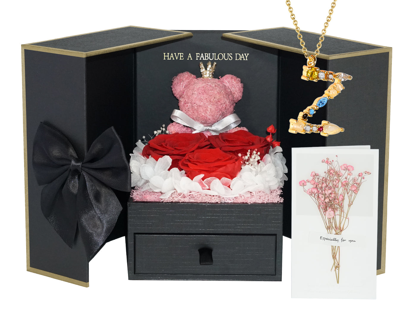 ADDWel Rose Gifts for Women Birthday Unique - Forever Preserved Rose with Personalized Initial Letter Necklace A, Eternal Rose Flowers Presents for Mom Girlfriend Wife Sister on Birthday Anniversary