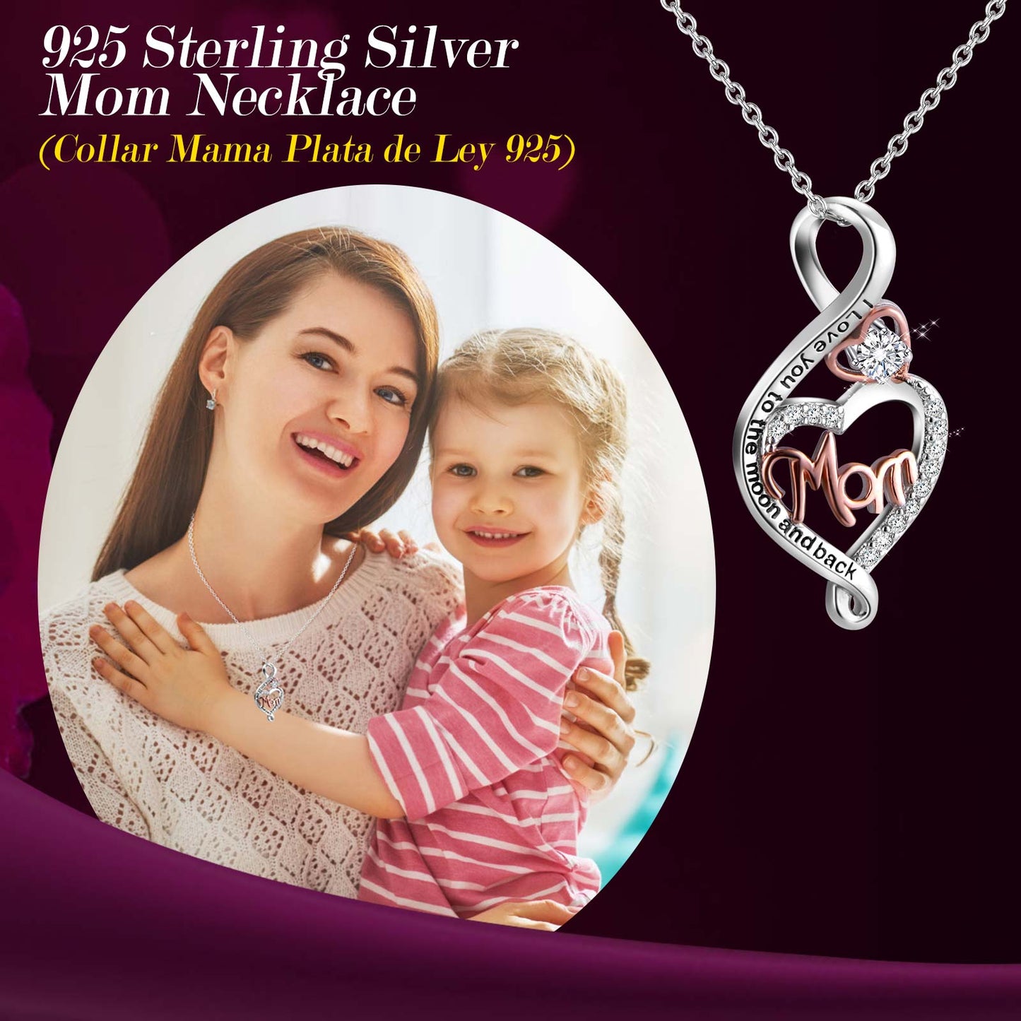 ADDWel Geschenke für Mama von Tochter und Sohn, Geburtstagsgeschenkidee für Mama von Kindern, einzigartige konservierte echte Rosen mit Sterling-Silber-Mama-Halskette, cooles Geschenk für Mutter und Mama 